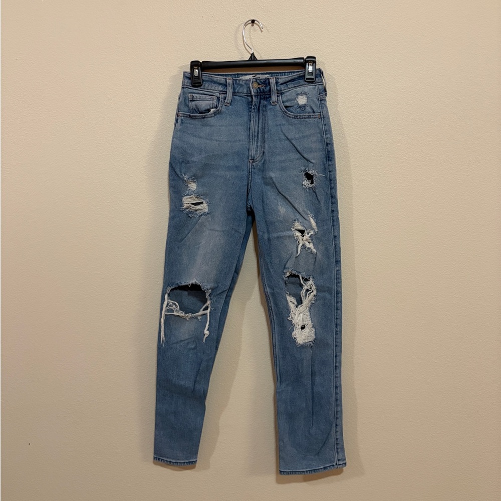 Hollister Medium Blue Ripped Boyfriend Jeans